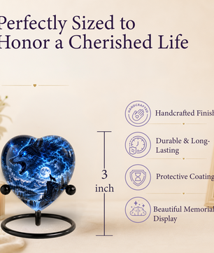 Wolf Adult Urn for Ashes, Blue Lightning Wolf Memorial Urn, Full Moon and Mountain Cremation Urn,