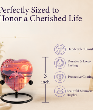 Flamingo Heart Adult Cremation Urn for Ashes, Personalized Memorial Urn for Adults,