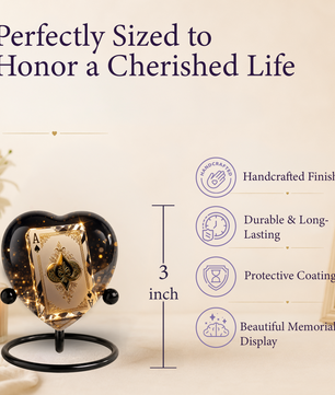 Ace of Spades Adult Urn – Luxury Playing Card Heart Design Adult Cremation Urn for Ashes