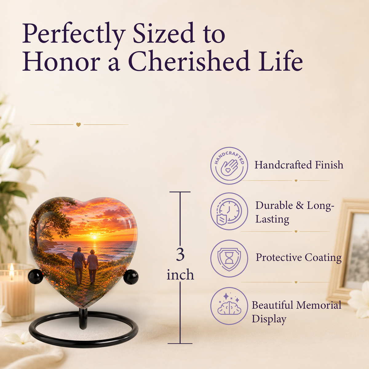 Personalized Sunset Beach Companion Cremation Urn for Mom & Dad