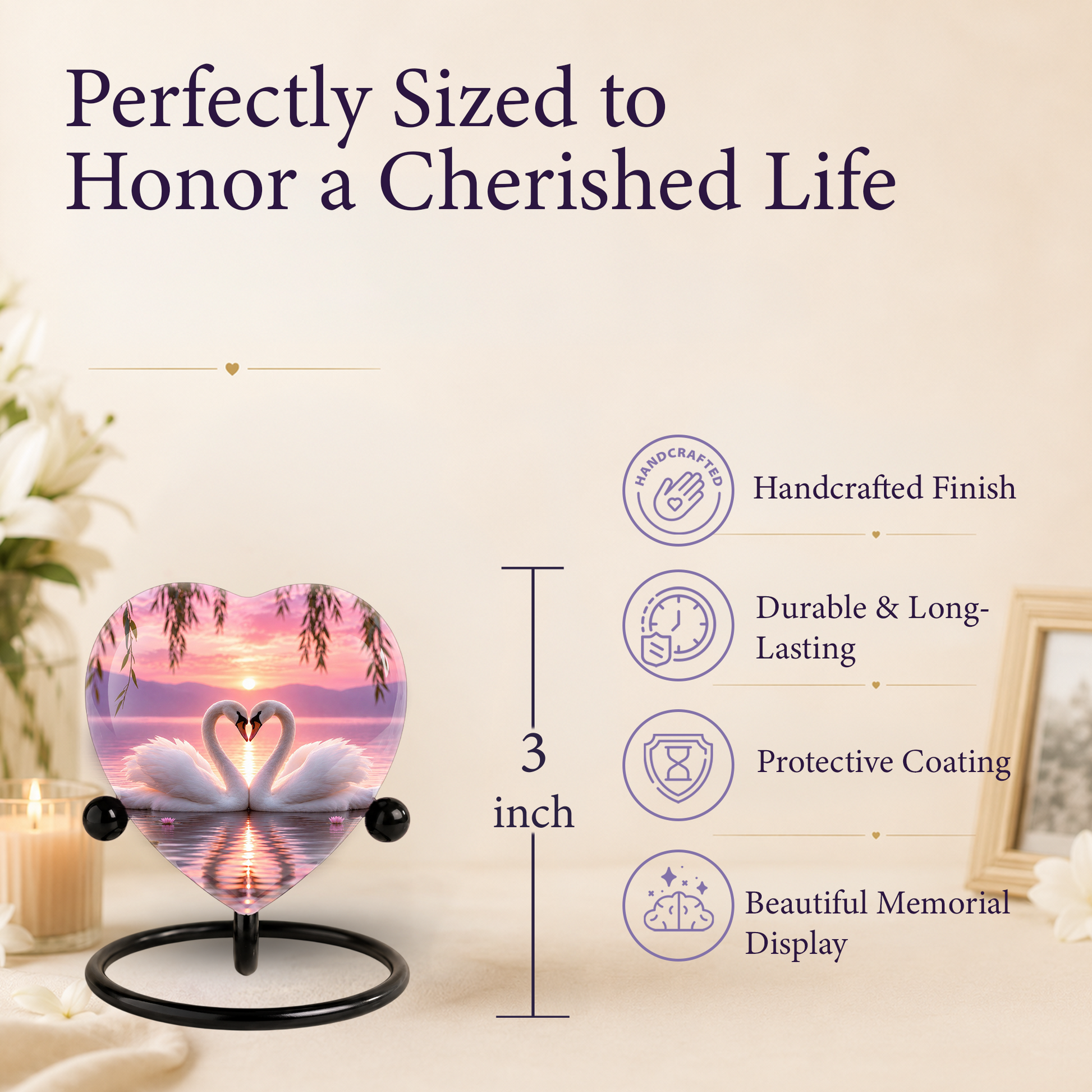 Adult Urn Heart-Shaped Memorial Keepsake – Unique Cremation Urn for Adult Ashes
