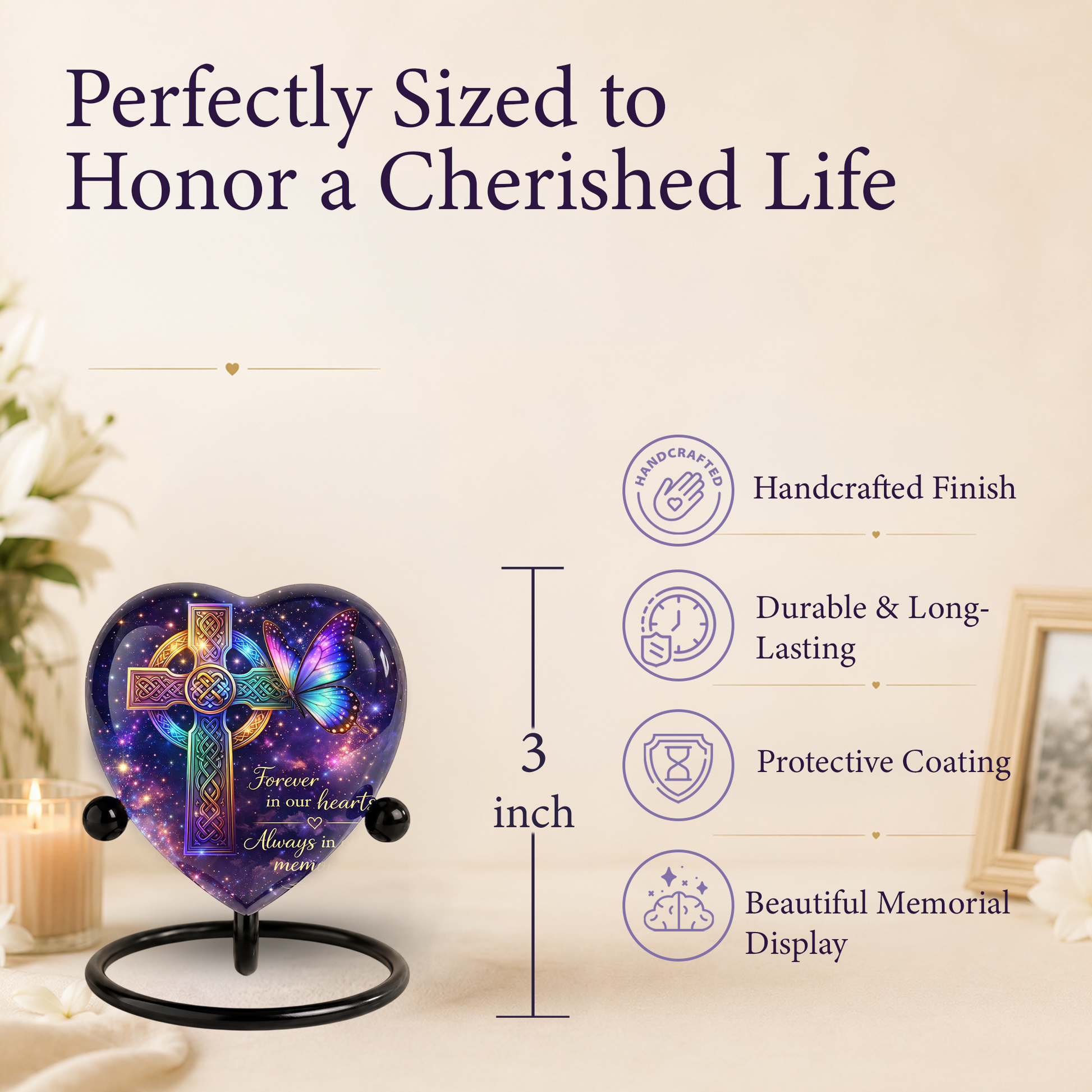 Celtic Cross Butterfly Memorial Urn, Adult Urn, Urns for Adult Ashes, Adult Urns, Adult Urns for Ashes