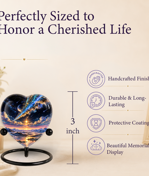 Optimized SEO Title Galaxy Mountain Heart Cremation Urn for Ashes, Personalized Adult Memorial Urn