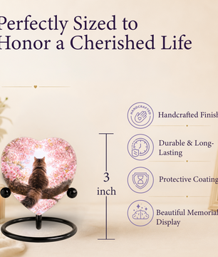 Heart Shaped Cat Urn for Ashes | Beautiful Personalized Cat Memorial Urn
