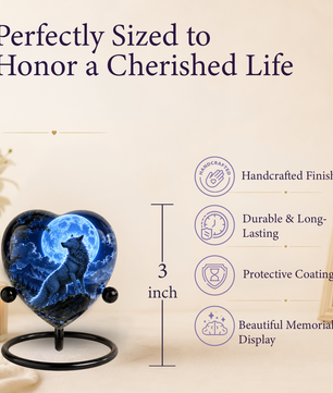 Wolf Adult Cremation Urn for Ashes – Moonlit Wolf Memorial Urn Personalized Wolf Cremation Urn
