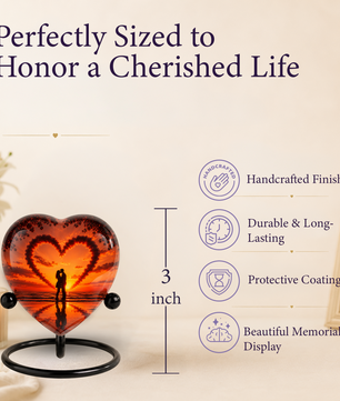 Sunset Heart Cremation Urn for Adult Ashes, Personalized Beach Urn for Human Ashes, Romantic Ocean Memorial Urn