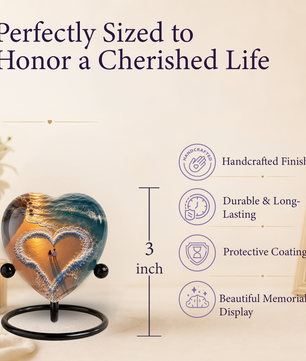 Beach Heart Cremation Urn for Adult Ashes, Personalized Ocean Memorial Urn, Adult Urn for Human Ashes, Custom Beach Urn