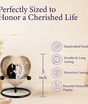 Adult Urn for Ashes – Heart Shaped Adult Cremation Urn with Angel Cat Wings