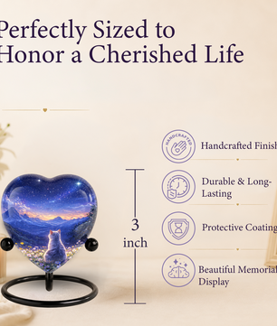 Celestial Cat Adult Urn for Ashes – Starry Night Mountain Cat Memorial Urn, Beautiful Adult Cremation Urn