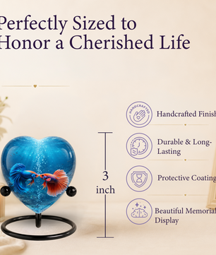 Heart-Shaped Betta Fish Cremation Urn – Beautiful Memorial Keepsake Urn for Adult Ashes, Unique Fish Urn for Loved Ones