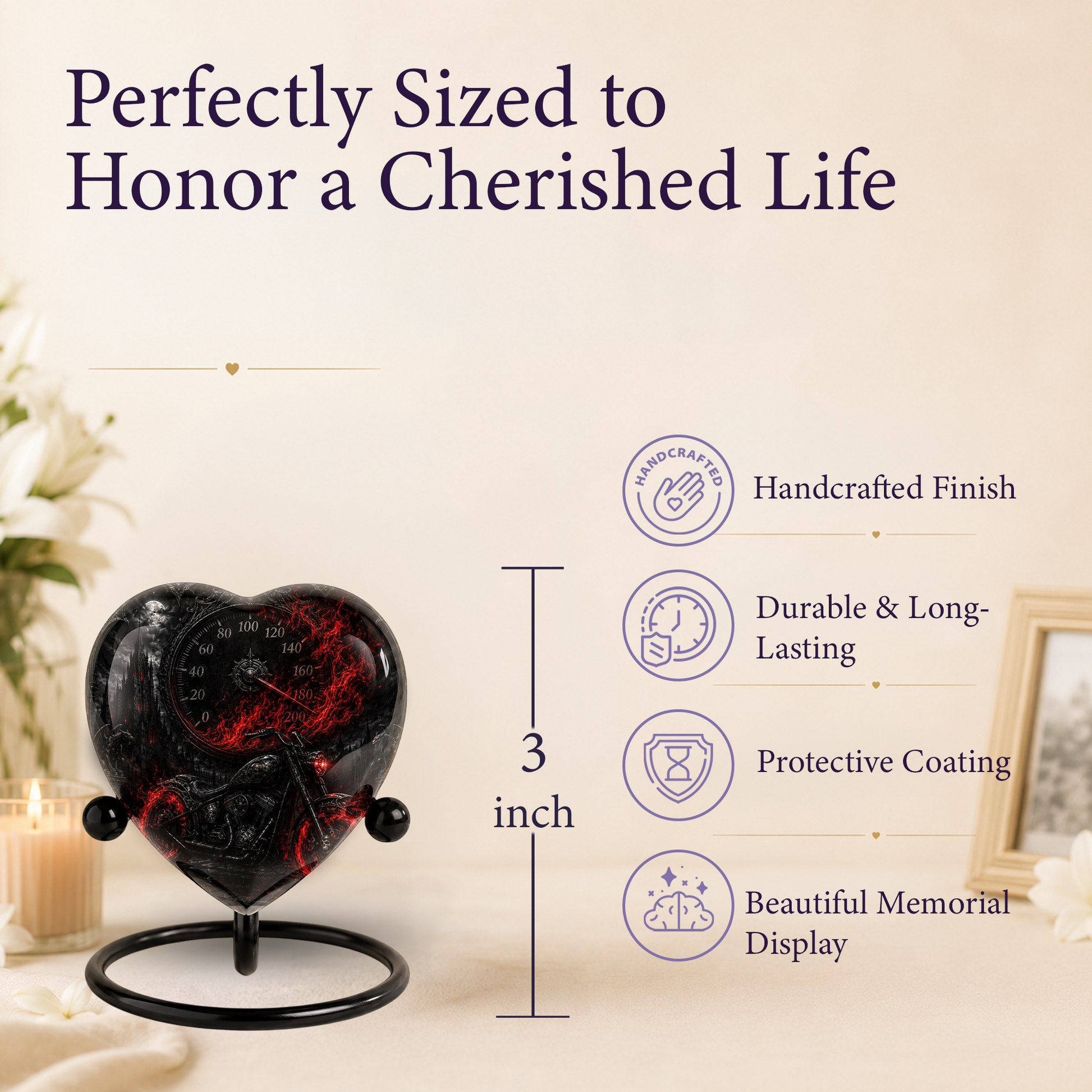 Motorcycle Bike Cremation Urn for Dad – Personalized Adult Male Urn for Ashes