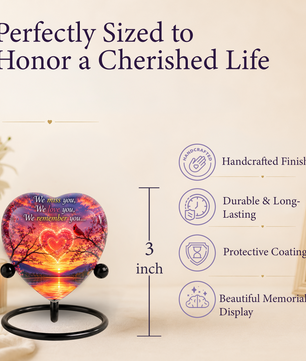 Sunset Heart Memorial Urn – Adult Urn for Ashes, Sunset Cremation Urn, Heart-Shaped Adult Cremation Urn