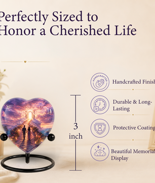Heart Shaped Adult Cremation Urn for Ashes – Heavenly Couple Memorial Urn for Loved Ones