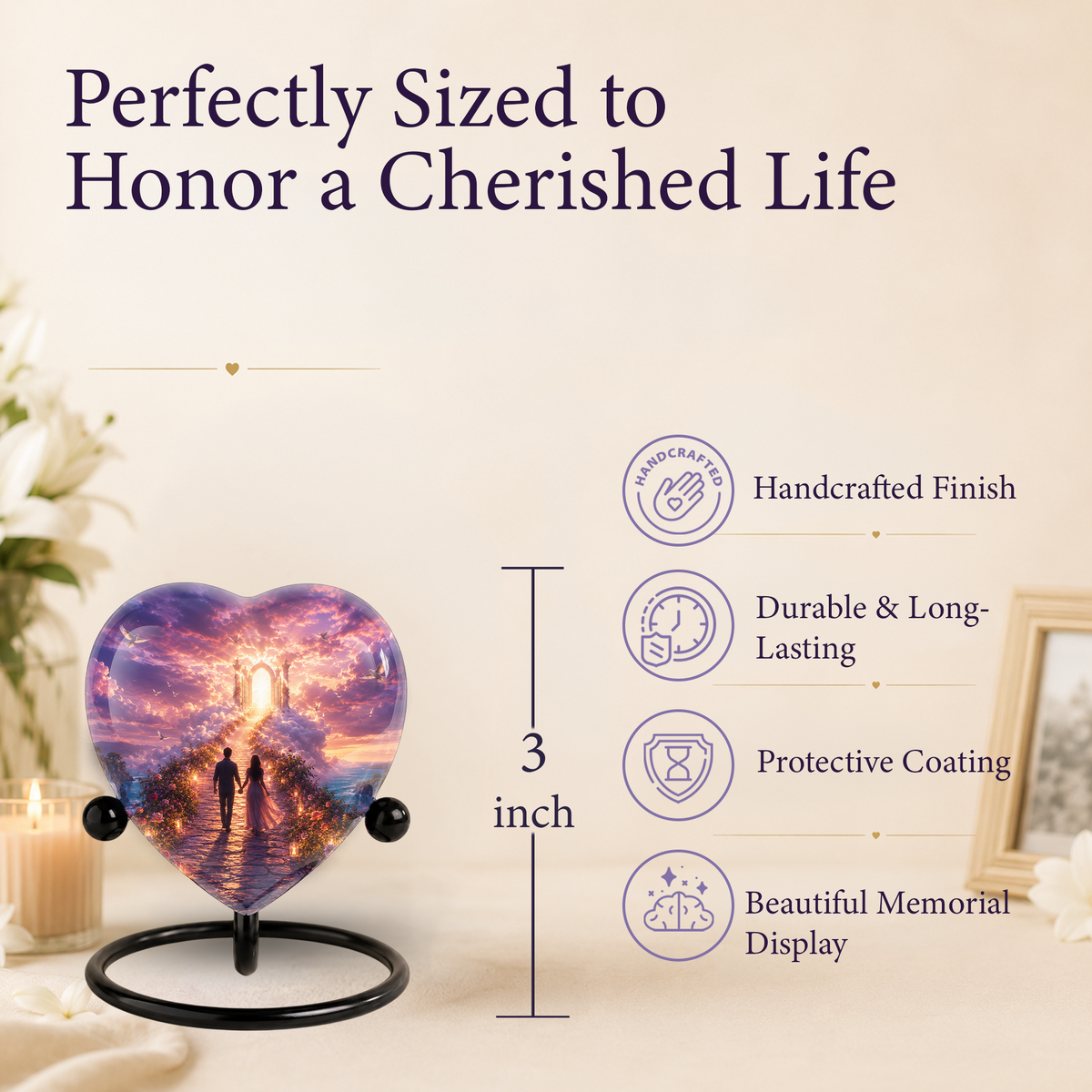 Heart Shaped Adult Cremation Urn for Ashes – Heavenly Couple Memorial Urn for Loved Ones