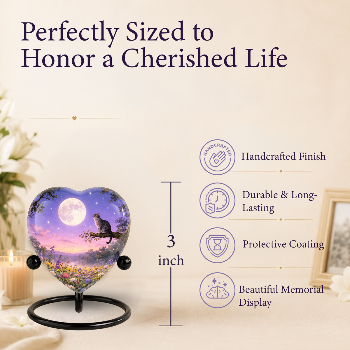 Personalized Cat Urn, Moonlight Garden Memorial,Unique Cat Urns