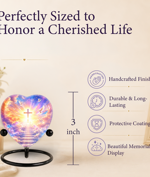 Christian Cross Cremation Urn, Heavenly Memorial Urn, Heart-Shaped Adult Cremation Urn