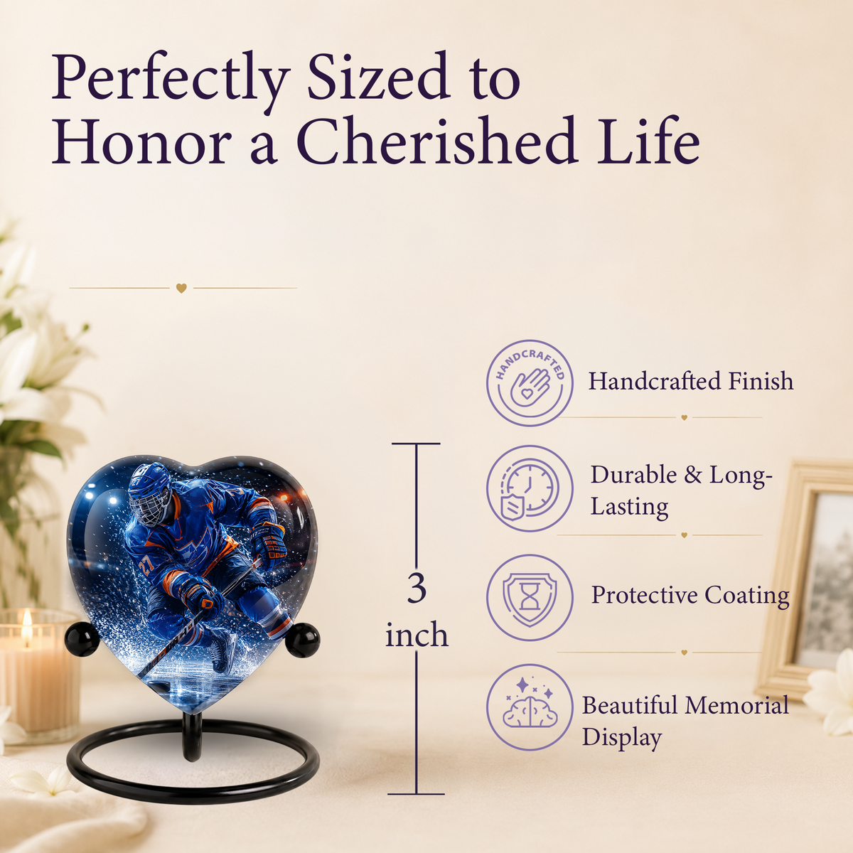 Hockey Urn for Dad – Personalized Adult Male Cremation Urn for Ashes