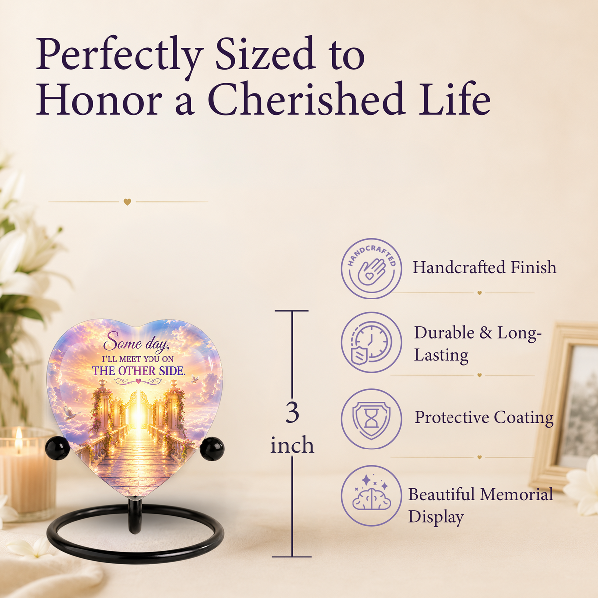 Heavenly Gate Memorial Urn – Adult Urn for Ashes, Heaven Cremation Urn, Heart-Shaped Adult Cremation Urn