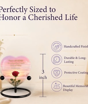 Rose Flower Heart Cremation Urn for Human Ashes – Memorial Keepsake Urn