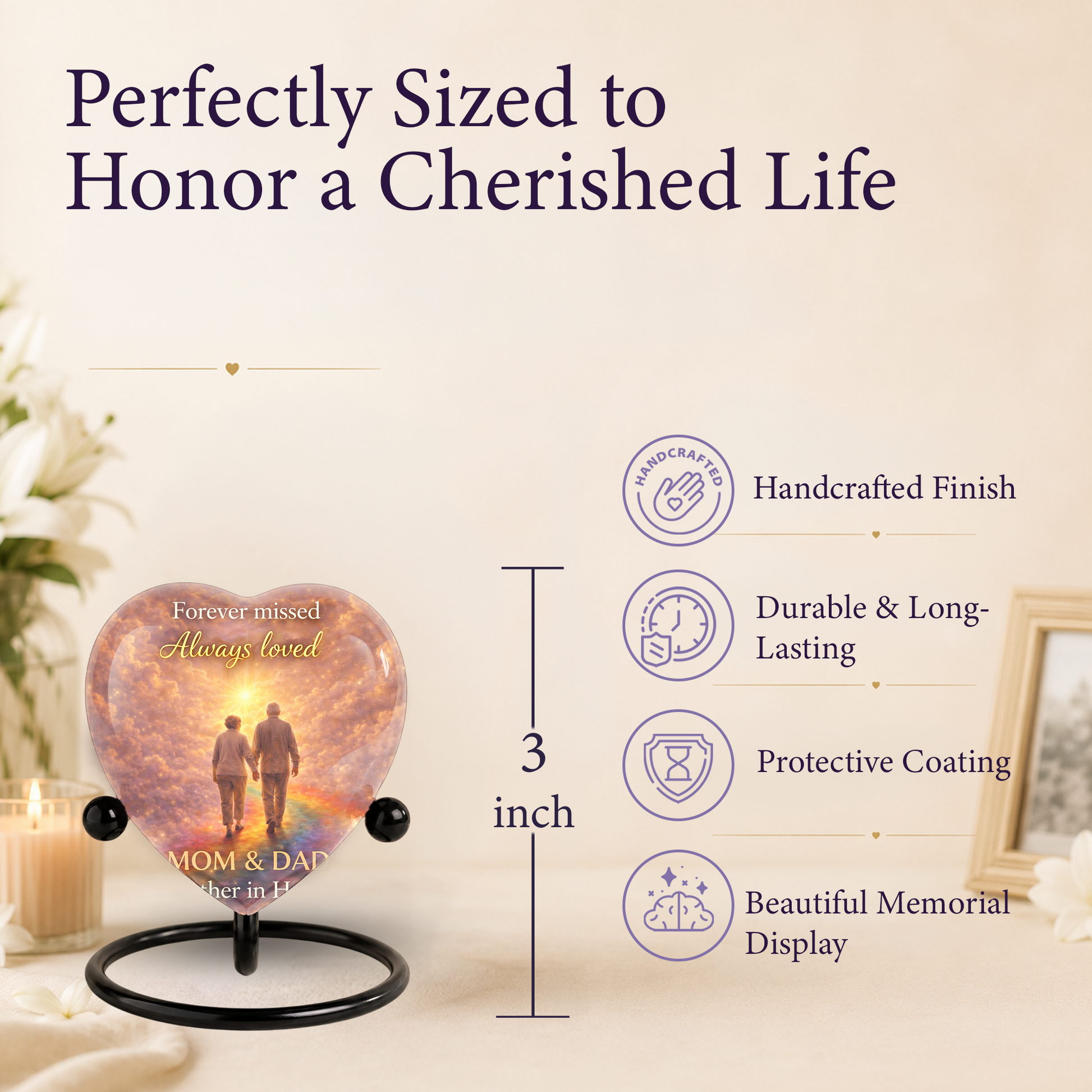 Dad and Mom Urn – Memorial Cremation Urn for Mom and Dad, Keepsake Urn for Mother & Father