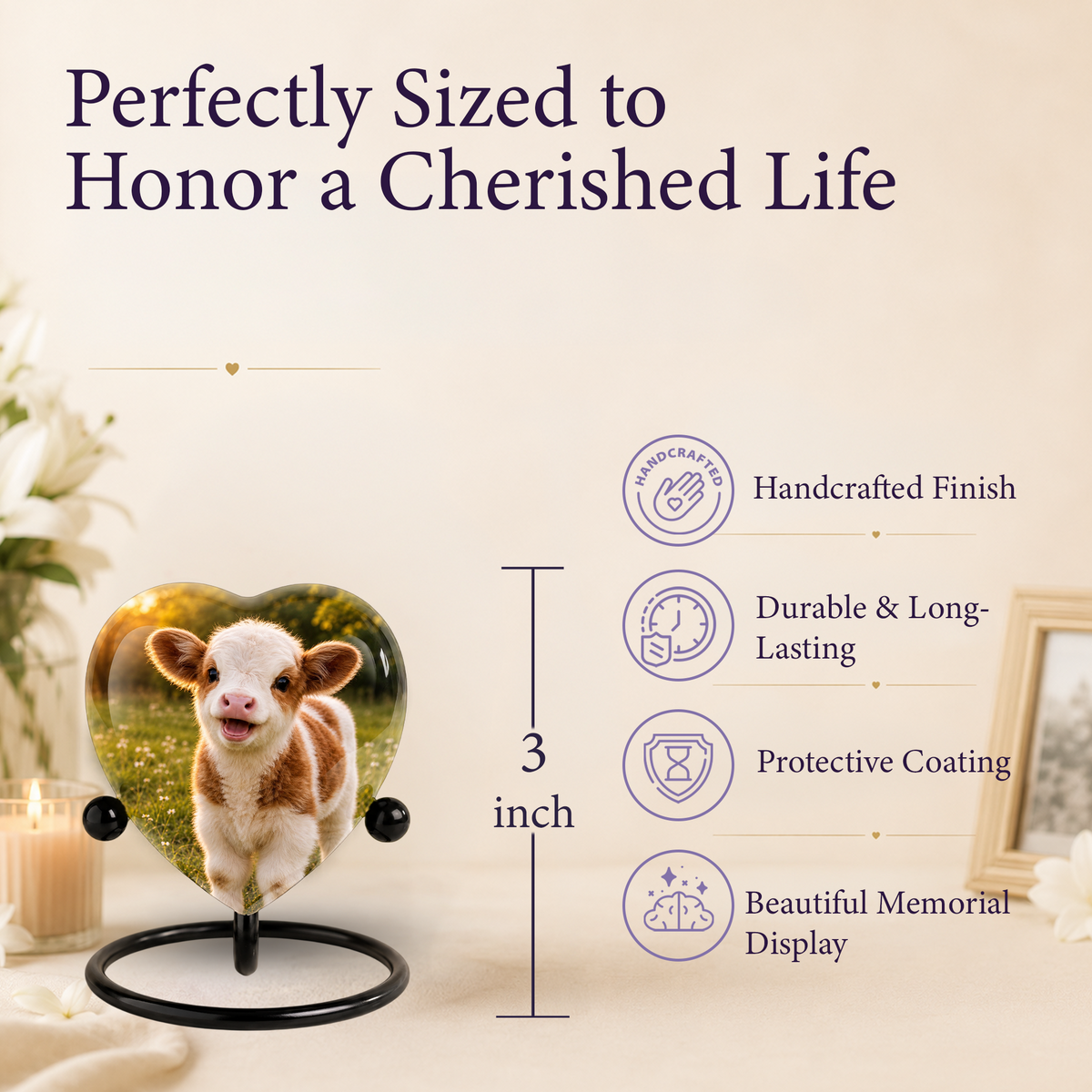 Cow Cremation Urn for Ashes | Personalized Farm Animal Memorial Urn | Handmade Adult Cremation Urn