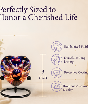 Bowling Urn – Personalized Bowling Cremation Urn for Ashes Heart-Shaped Adult Cremation Urn for Bowlers