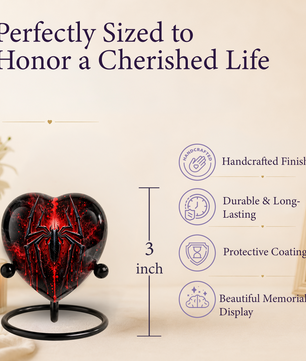 Spider Cremation Urn for Ashes, Gothic Spider Urn, Black Spider Memorial Urn, Red Spider Web Urn, Dark Fantasy Adult Urn, Personalized Heart Urn