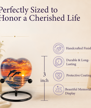 Dolphin Couple Cremation Urn for Ashes, Dolphin Memorial Urn, Personalized Ocean Urn, Heart Shaped Cremation Urn,