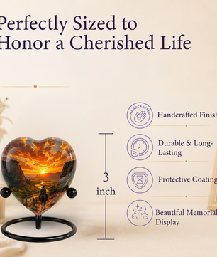 Cowboy Sunset Urn for Dad – Western Heart Shaped Memorial Urn for Father, Son & Men