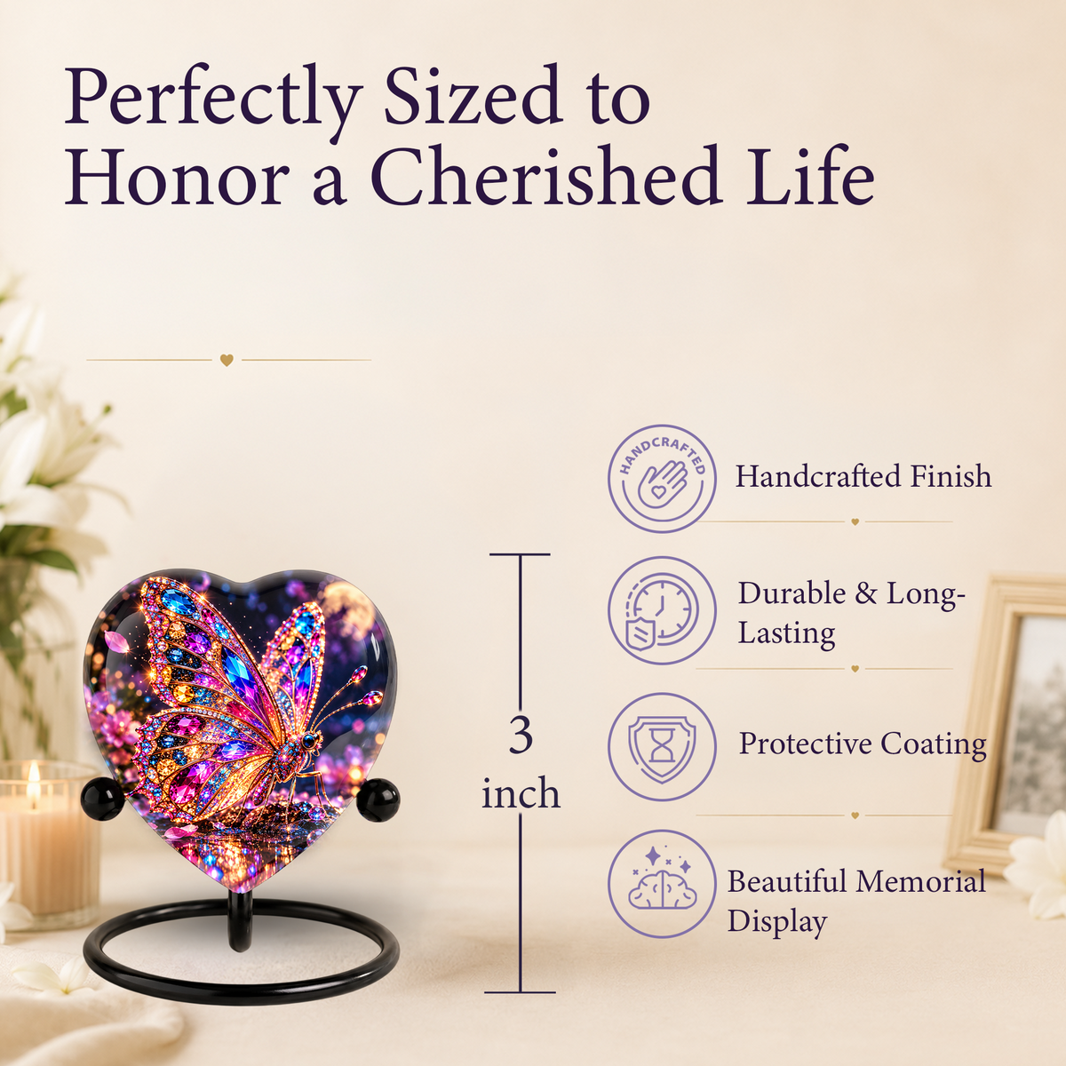 Butterfly Adult Urn for Ashes, Colorful Jeweled Butterfly Memorial Urn, Adult Cremation Urn