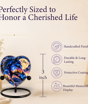 Galaxy Horse Heart Cremation Urn for Ashes, Personalized Adult Memorial Urn Heart Shaped Horse Urn, Nature Memorial