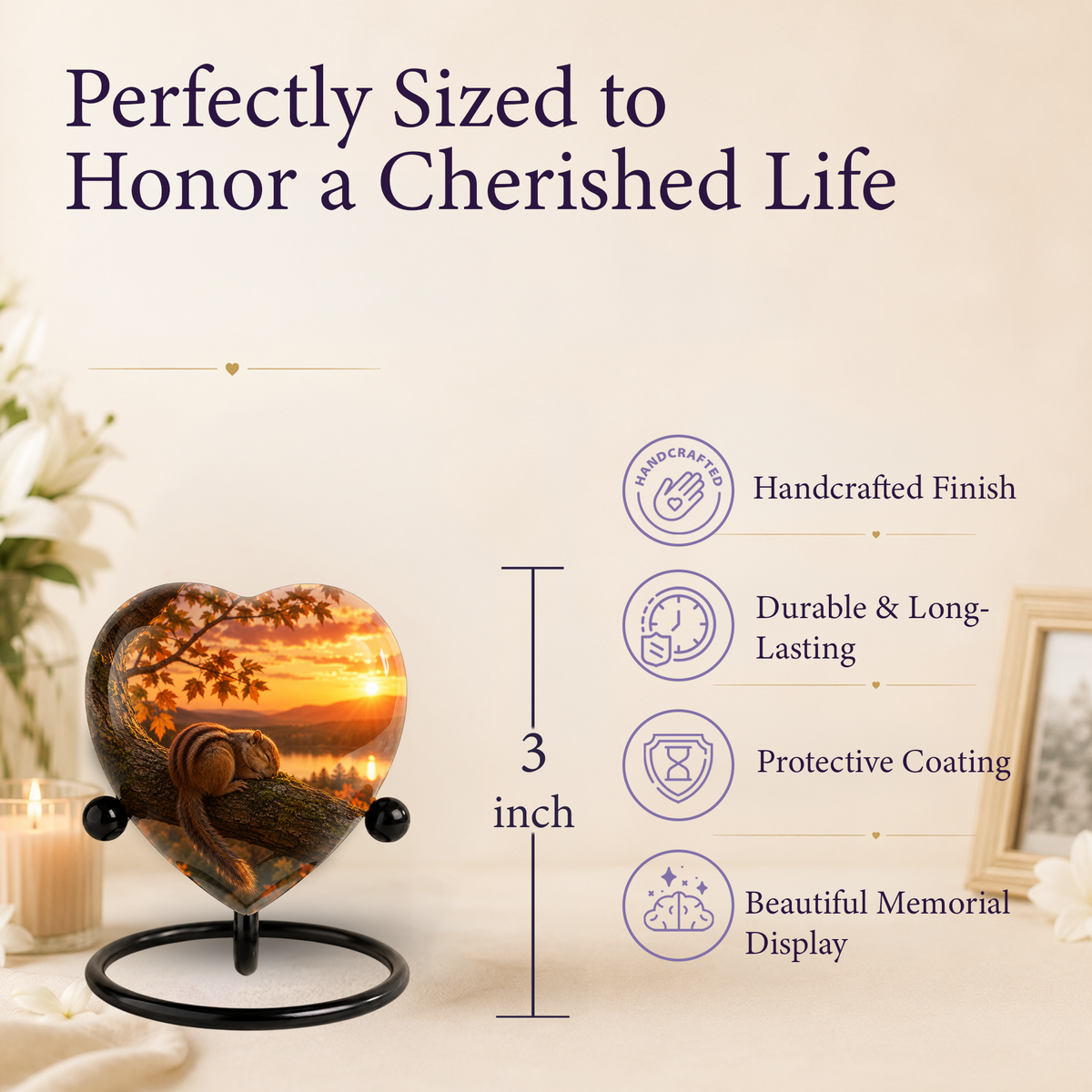 Squirrel Cremation Urn for Ashes | Personalized Adult Memorial Urn| Nature & Wildlife Cremation Urn