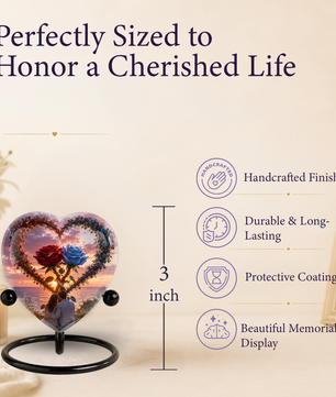 Heart Shaped Adult Cremation Urn for Ashes – Beautiful Rose Memorial Urn for Loved Ones