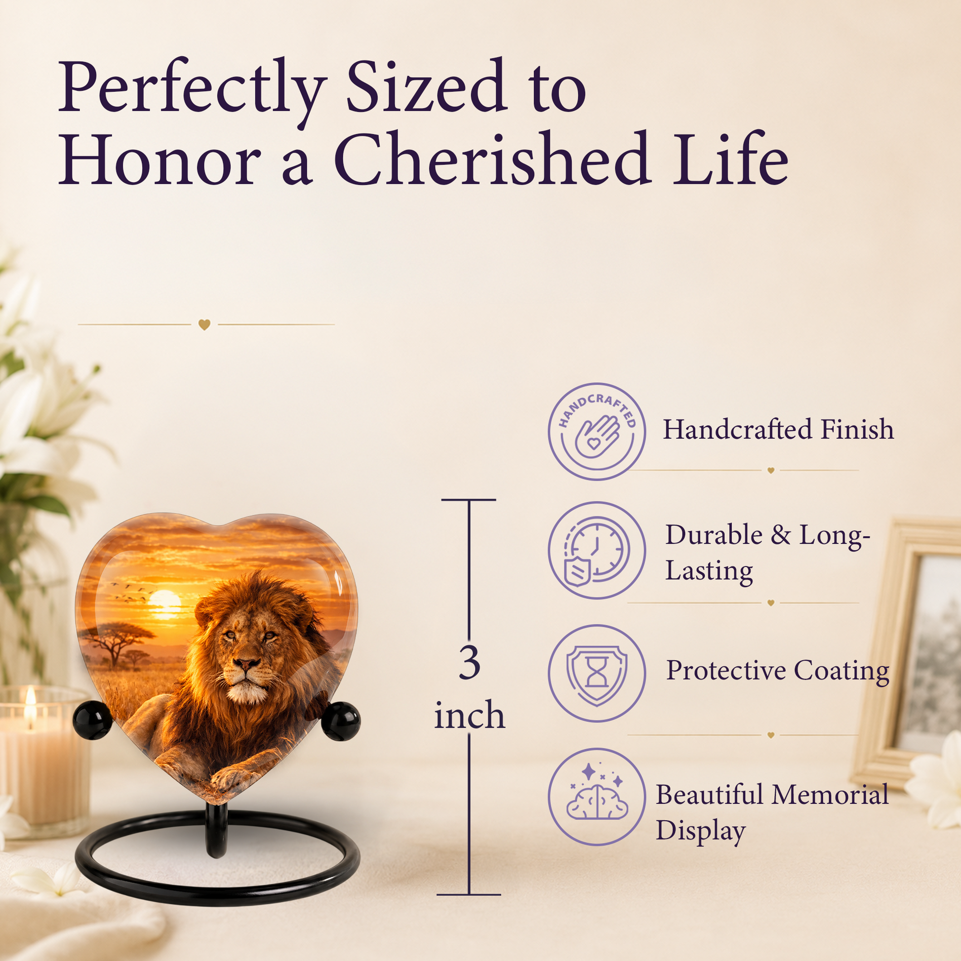 Lion Sunset Urn, Adult Urn, Urns for Adult Ashes, Adult Urns for Ashes, Adult Cremation Urn