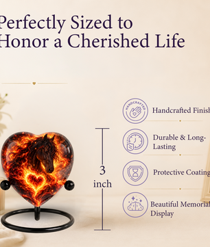 Optimized SEO Title Fiery Horse Heart Cremation Urn for Ashes, Personalized Adult Memorial Urn, Horse Cremation Urn