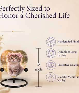 Cat Urn Heart-Shaped Memorial – Beautiful Adult Cremation Urn for Cat Ashes