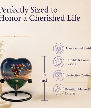 Billiards Pool Table Adult Urn – Pool Balls Sunset Heart Design Adult Cremation Urn for Ashes
