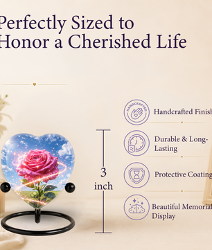 Pink Rose Heart Urn for Mom – Personalized Keepsake Urn for Mom, Beautiful Cremation Urn for Women