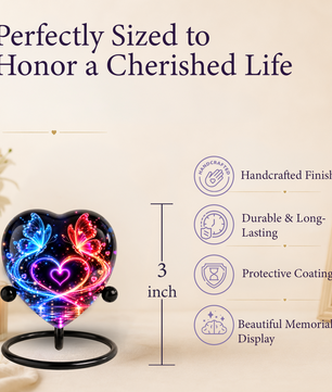 Butterfly Adult Urn for Ashes, Blue and Red Butterfly Heart Memorial Urn, Colorful Love and Light Cremation Urn