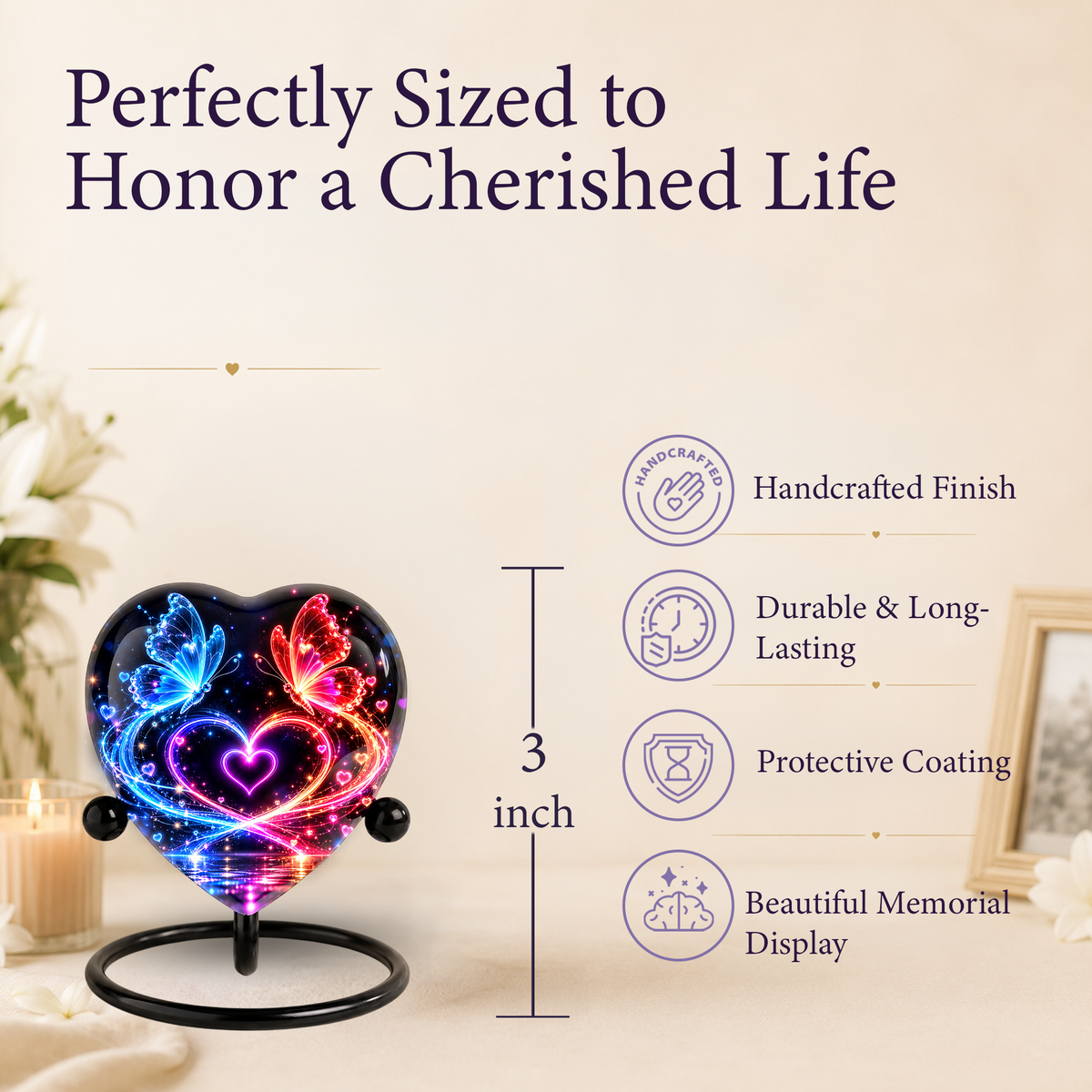 Butterfly Adult Urn for Ashes, Blue and Red Butterfly Heart Memorial Urn, Colorful Love and Light Cremation Urn