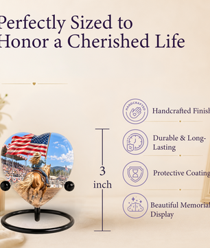 American Flag Cowboy Memorial Wind Chime – Heart-Shaped Rodeo Horse Memorial Decoration