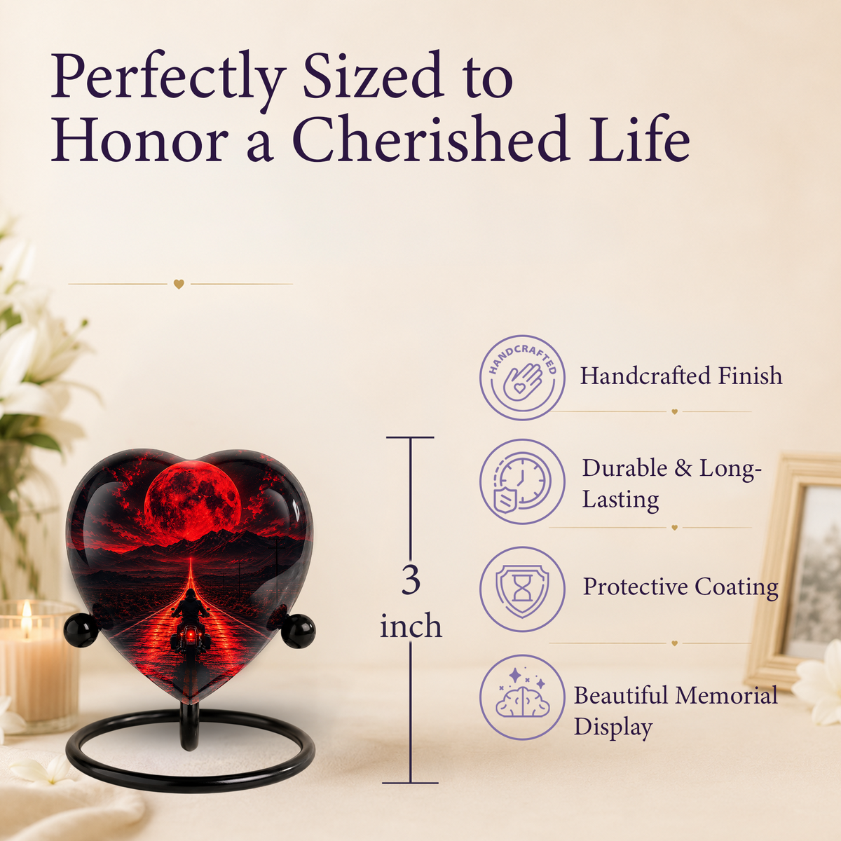 Personalized Motorcycle Urn for Dad, Adult Male Cremation Urn for Ashes, Memorial Urn for Father