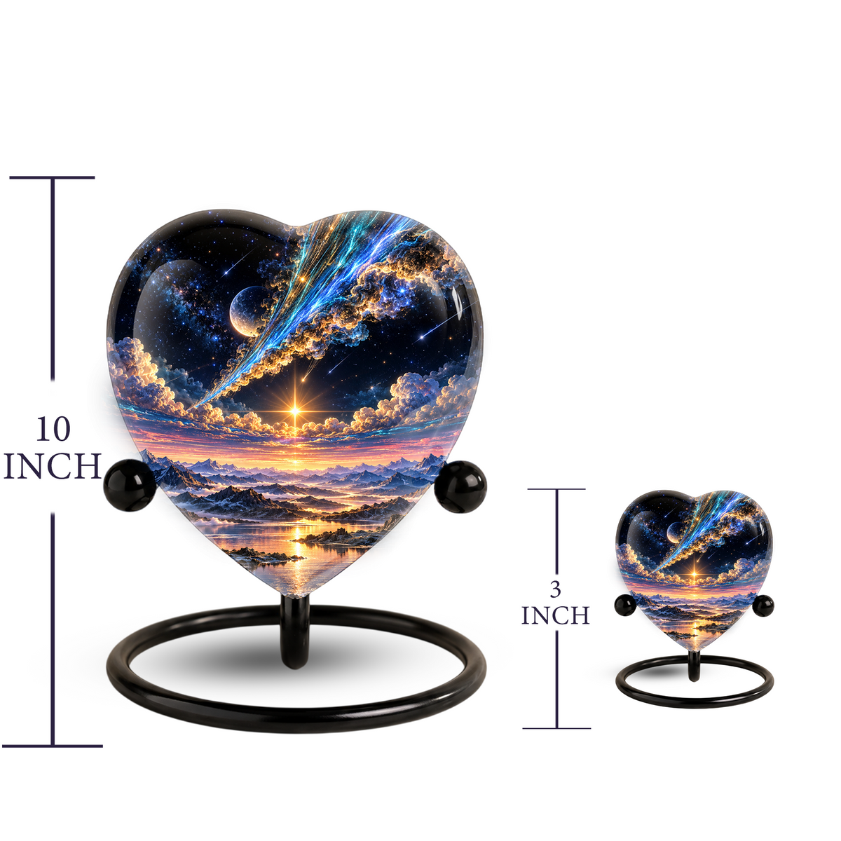Optimized SEO Title Galaxy Mountain Heart Cremation Urn for Ashes, Personalized Adult Memorial Urn