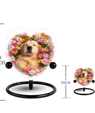 Golden Retriever Flower Heart Adult Urn for Ashes – Peaceful Floral Memorial Cremation Urn