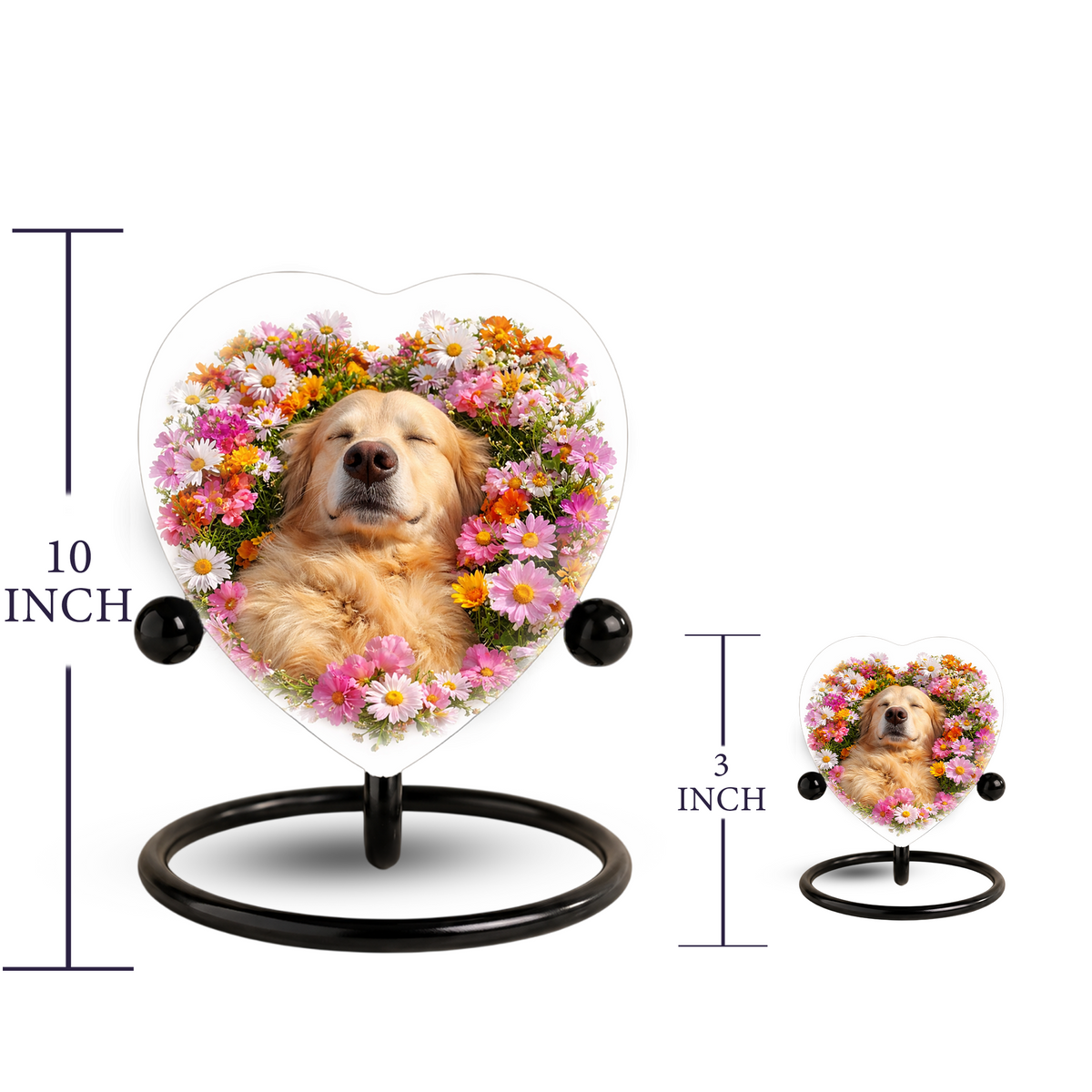 Golden Retriever Flower Heart Adult Urn for Ashes – Peaceful Floral Memorial Cremation Urn