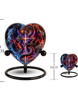 Dragon Cremation Urn for Ashes, Fantasy Dragon Memorial Urn, Cross Urn for Men, Personalized Adult Cremation Urn, Gothic Dragon Urn