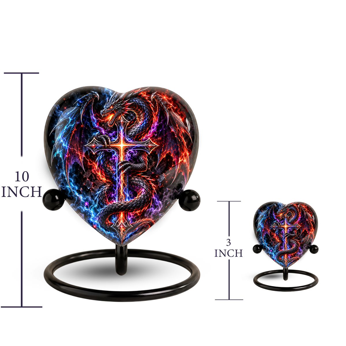 Dragon Cremation Urn for Ashes, Fantasy Dragon Memorial Urn, Cross Urn for Men, Personalized Adult Cremation Urn, Gothic Dragon Urn