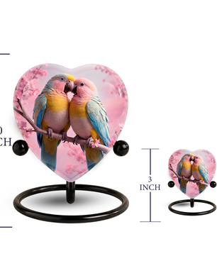 Beautiful Urn for Mother’s Ashes – Heart-Shaped Parrot Cremation Memorial Keepsake for Mom and Loved Ones