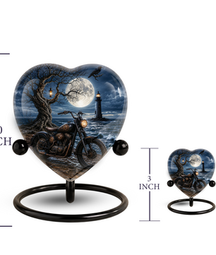 Bike and Lighthouse Cremation Urn for Dad – Personalized Adult Male Urn for Ashes