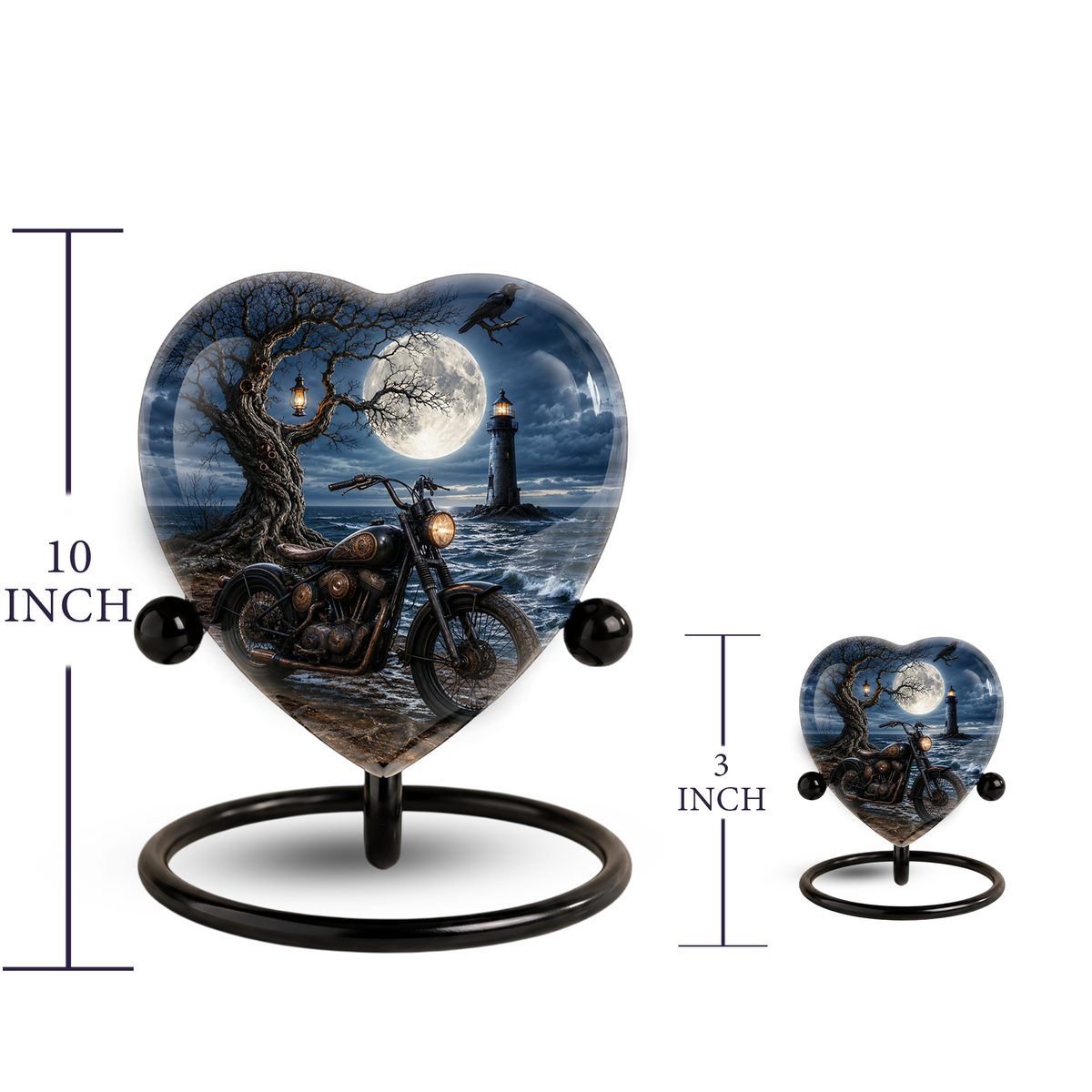 Bike and Lighthouse Cremation Urn for Dad – Personalized Adult Male Urn for Ashes